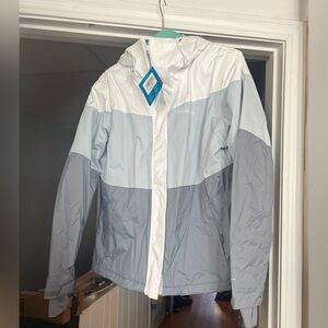 Columbia Light Gray and White Outdoor Jacket